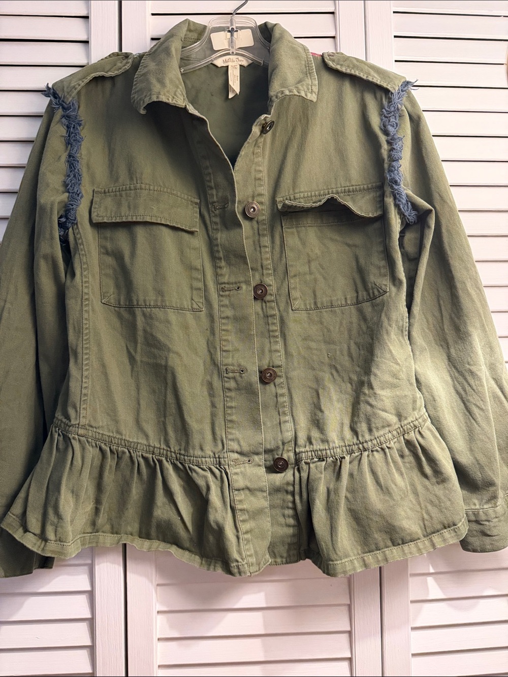 Matilda Jane Olive Green Ruffle-Hem Utility Jacket